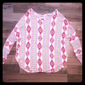 Pink and Green Aztec Print Long Sleeve